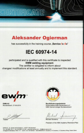 Szkolenie Serwisowe EWM IEC 60974-14