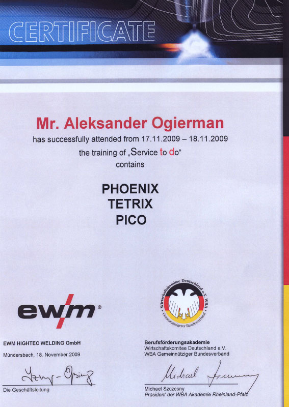 Szkolenie Serwisowe EWM Phoenix Tetrix Pico